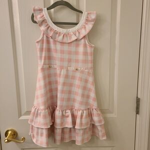 Janie and Jack Pink Checkered Ruffle Dress